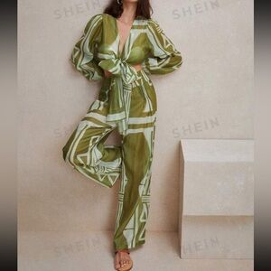 Green Two Piece Sheer Set